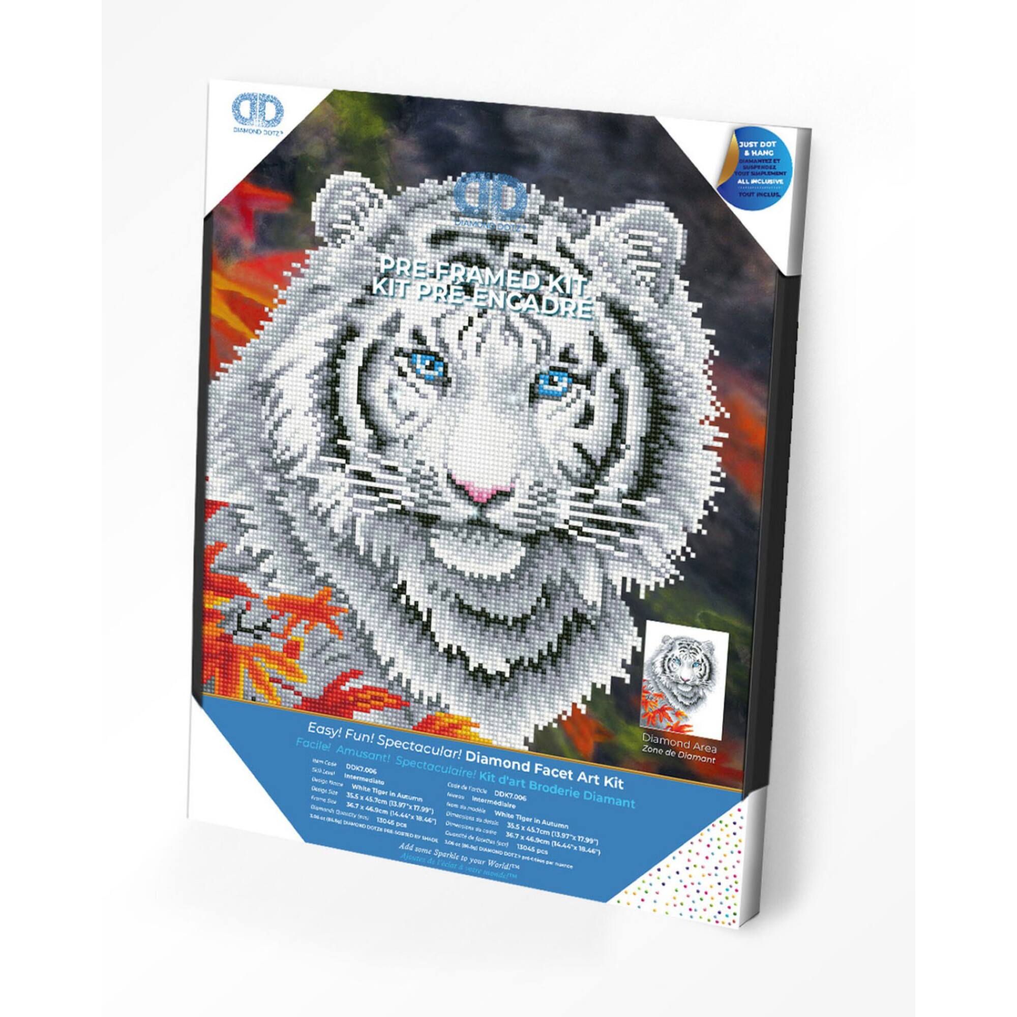 Diamond Dotz® Intermediate White Tiger with Frame Diamond Painting Kit